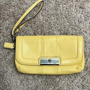 Coach Vibrant Yellow Leather Wristlet